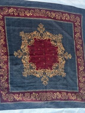 Talbots Navy, Burgundy and Gold Silk Scarf